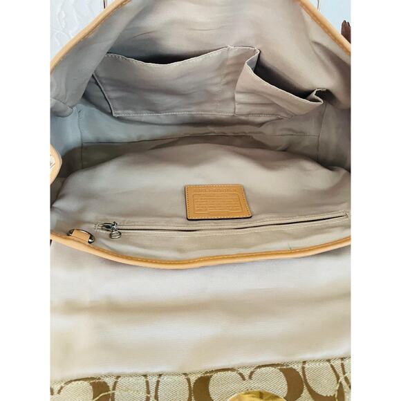 Coach Signature Hampton kakhi/brown Flap Bag F13070 Satchel/Carryall - Picture 9 of 10